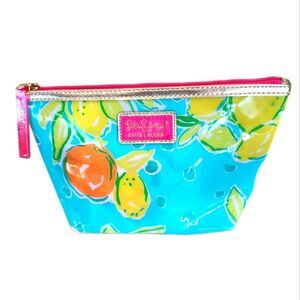 Lilly Pulitzer for Estee Lauder laminated makeup zippered pouch, 9" x 6"